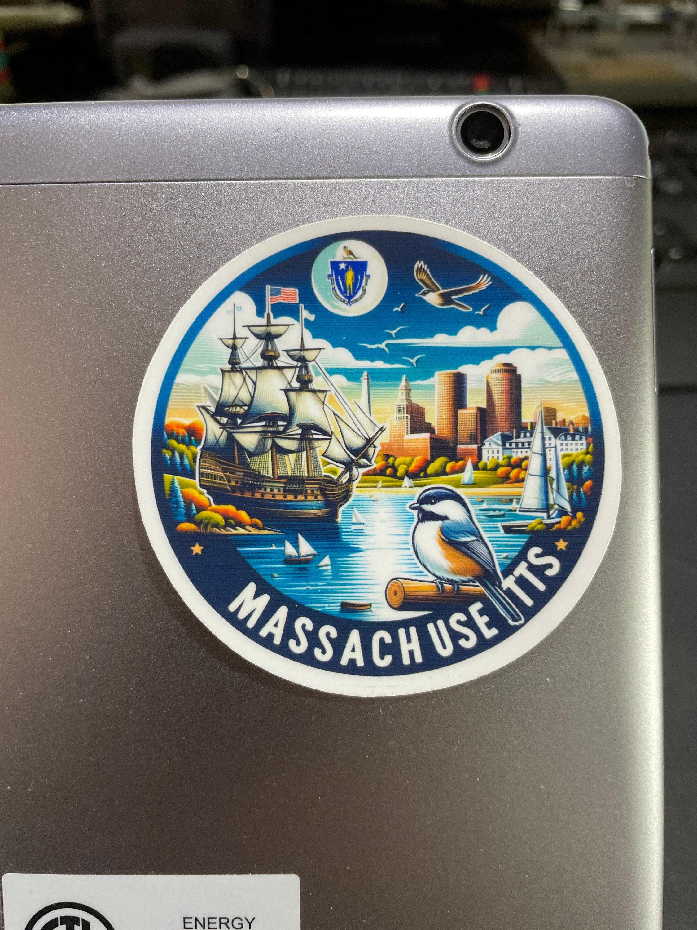 Massachusetts, Stickers, Weatherproof Sticker, Travel Journal, Suitcase ...
