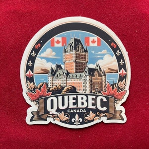 Québec, Autocollants, Carnet de voyage, Autocollant résistant aux intempéries, Carte d'embarquement, Autocollant pour valise, Autocollants pour bagage, Autocollants découpés, 1