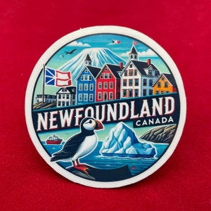 Terre-Neuve, Canada, Autocollants, Autocollant résistant aux intempéries, Carnet de voyage, Autocollant de valise, Autocollants de bagage, Autocollants découpés, 1