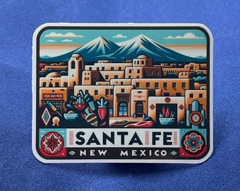Santa Fe, New Mexico,Stickers, Weatherproof Sticker,  Travel Journal, Suitcase Sticker, Luggage Stickers, Die Cut Stickers, 2