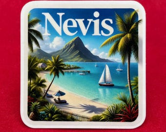 Nevis Travel Sticker – Waterproof Vinyl Caribbean Adventure Decal Souvenir for Laptop or Water Bottle 1