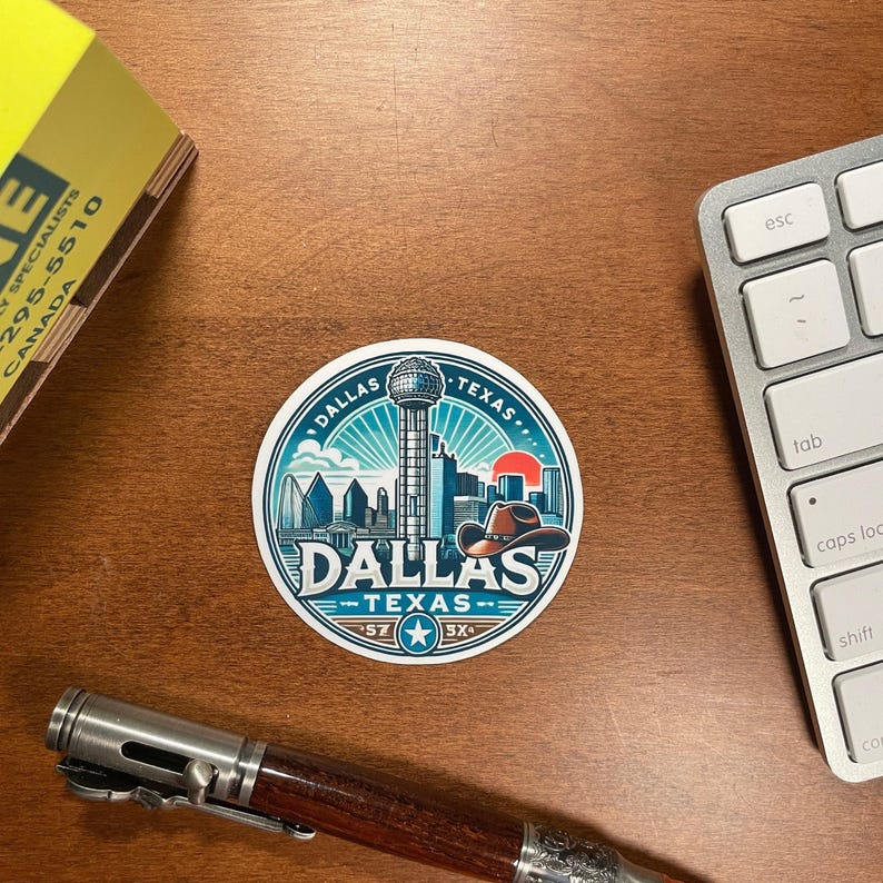 Dallas, Texas, Stickers, Weatherproof Sticker, Travel Journal, Suitcase ...