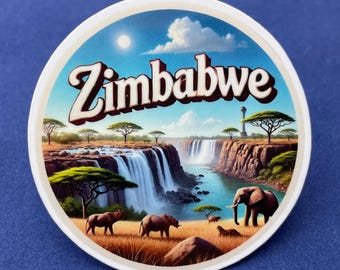 Zimbabwe  Travel Sticker:  Vinyl Waterproof Adventure Decal 3
