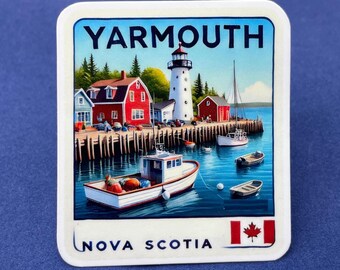 Yarmouth, Nova Scotia, Stickers, Weatherproof Sticker,  Travel Journal, Suitcase Sticker, Luggage Stickers, Die Cut Stickers, 2