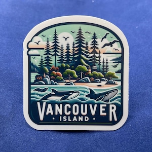 Vancouver Island-klistermärke, resor i nordvästra USA, väderbeständig vinyl bild 1