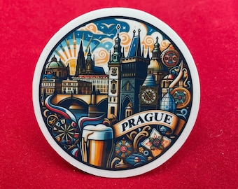 Prague Travel Sticker, Weatherproof Vinyl Decal
