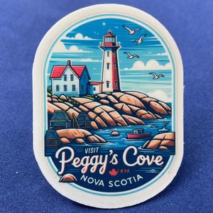Peggy's Cove,Nova Scotia, Stickers, Weatherproof Sticker,  Travel Journal, Suitcase Sticker, Luggage Stickers, Die Cut Stickers, 1