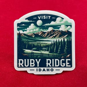 Ruby Ridge, Idaho, Adesivi, Adesivi resistenti alle intemperie, Diario di viaggio, Adesivi per valigie, Adesivi per bagagli, Adesivi fustellati, 2