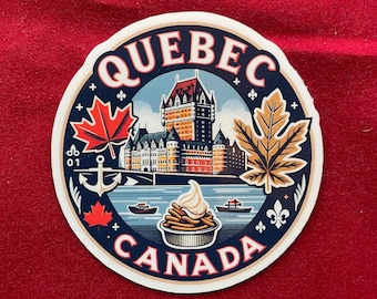 Quebec, Aufkleber, Reisetagebuch, Wetterfester Aufkleber, Bordkarte, Kofferaufkleber, Gepäckaufkleber, Die Cut Aufkleber, 2