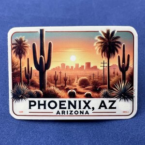 Phoenix, Arizona, Autocollants, Autocollant résistant aux intempéries, Carnet de voyage, Autocollant pour valise, Autocollants pour bagage, Autocollants découpés, 2