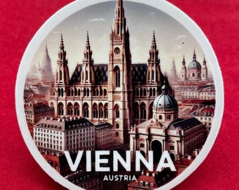 Viena, Austria, Pegatinas, Pegatina resistente a la intemperie, Diario de viaje, Pegatina para maleta, Pegatinas para equipaje, Pegatinas troqueladas, 1