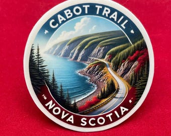 Cabot Trail, Nova Scotia, Stickers, Weatherproof Sticker,  Travel Journal, Suitcase Sticker, Luggage Stickers, Die Cut Stickers, 2