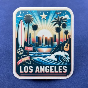 Los Angeles, Californie, Stickers, Sticker résistant aux intempéries, carnet de voyage, Sticker valise, Stickers bagages, Stickers découpés, 3