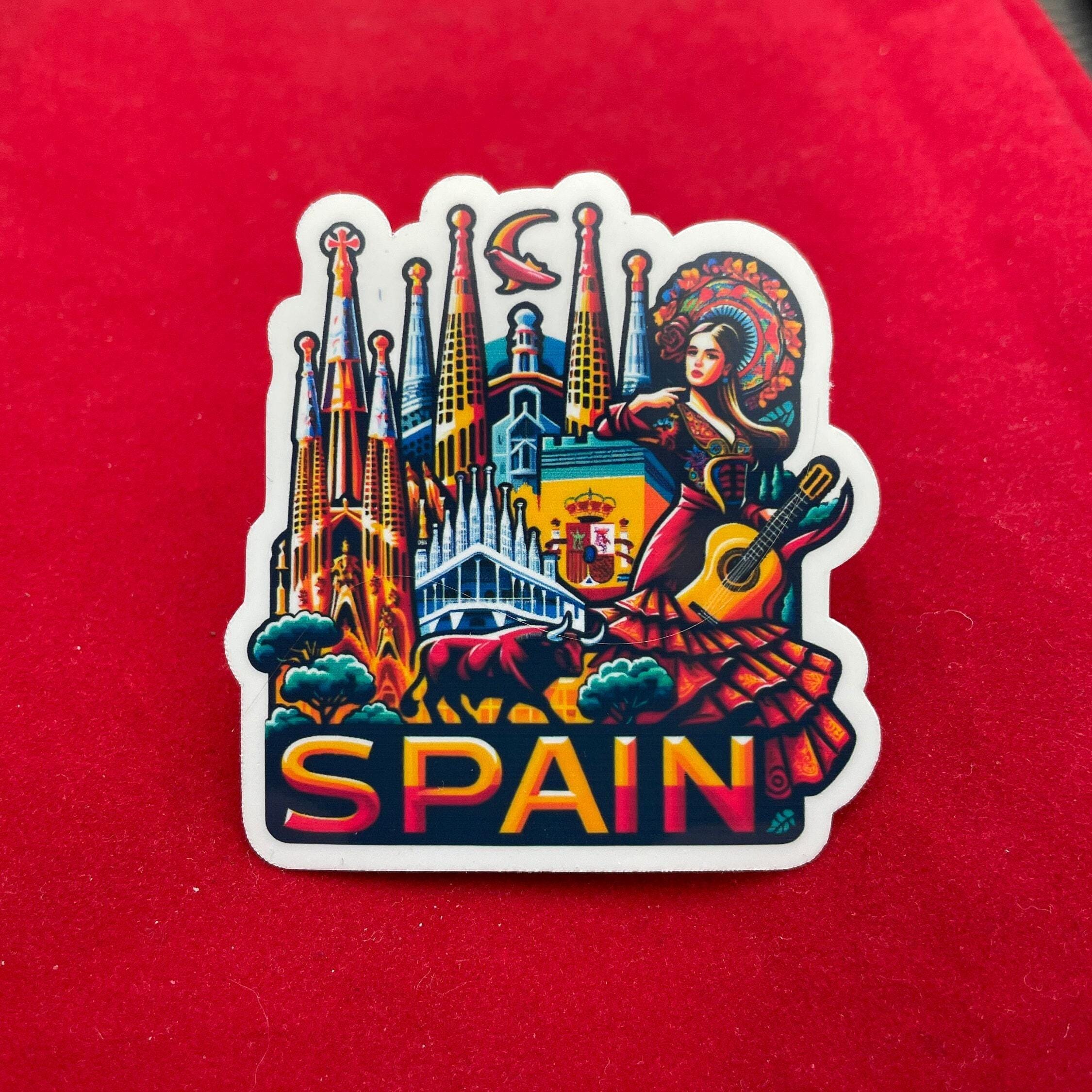 Spain Instruments Sticker Spain Travel Sticker, Flamenco Dancer, Bull, Landmark, Weatherproof ...