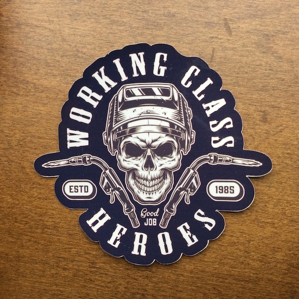 Working Class Heroes Skull Sticker, Welding ,Waterproof sticker