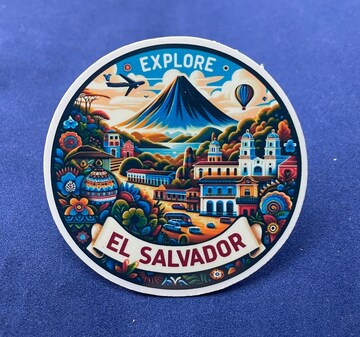 El Salvador, Stickers, Weatherproof Sticker,  Travel Journal, Suitcase Sticker, Luggage Stickers, Die Cut Stickers, 1
