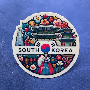 Corée du Sud, Autocollants, Autocollant résistant aux intempéries, Carnet de voyage, Autocollant pour valise, Autocollants pour bagages, Autocollants découpés, 1