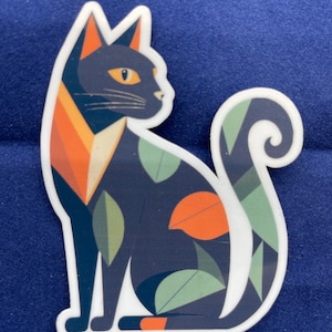 Portrait de chat-chat-Style Matisse | Sticker chat | autocollant de chat | Sticker imperméable |