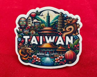 Taiwan Travel Sticker, Weatherproof Vinyl, Cultural Art