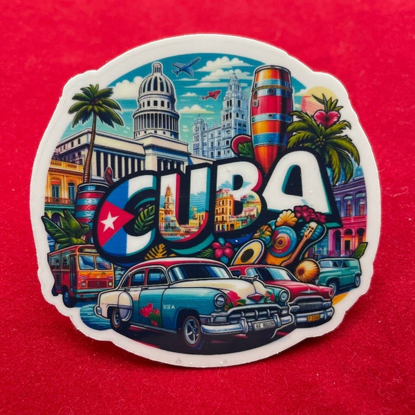 Cuba Travel Sticker // Cuban Decal for suitcase, laptop, car or water bottle, luggage tag, travel gift, 2