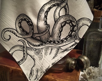 Tentacled Handkerchief - Cthulhu Handkerchief - Kraken Hankie