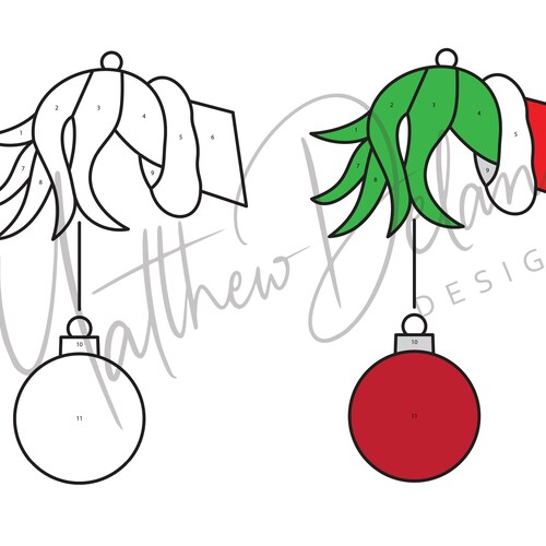 The Grinch Inpired Ornament Stained Glass Tree Ornament Etsy