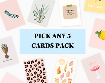 Pick Any 5 Cards Pack | Wählen Sie Ihr eigenes Kartenpaket, Grußkarten, Geburtstagskarten, Glückwunschkarten, A6 Kartenpaket, 5 Kartenpaket