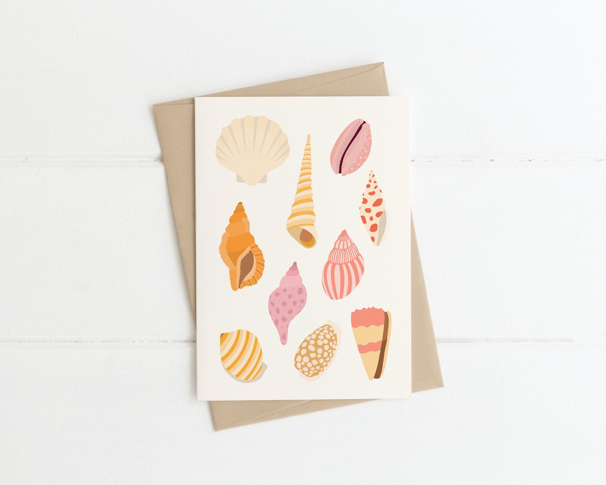 Seashell Card A6 Shell Greeting Card Seaside Card Coastal | Etsy