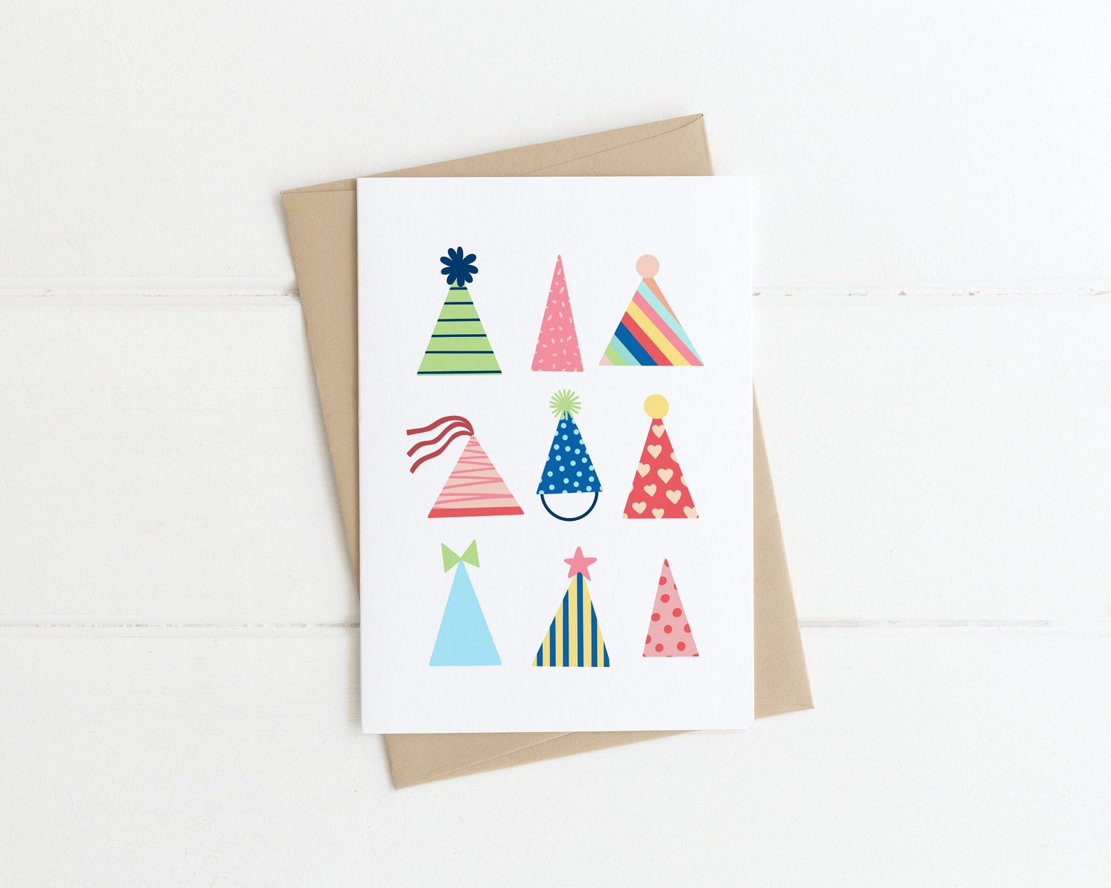 Party Hats Card A6 Happy Birthday Greeting Card Kids Etsy