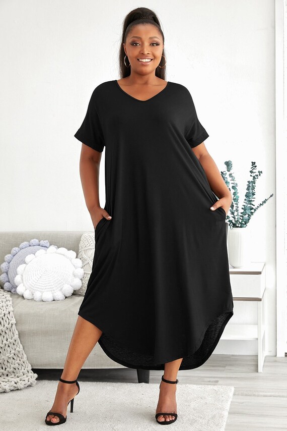 V-neck Short Sleeve Maxi Dress 