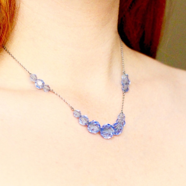 Vintage Cornflower Glass Necklace | Vintage Glass Beads | Blue Glass Necklace | Statement Necklace | Vintage Jewellery UK