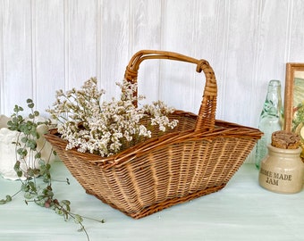 Rustic Flower Basket | Vintage Trug | Vintage Flower Basket | Wicker Basket | Wedding Flower Basket | Vintage Garden Decor | Gardening Gifts