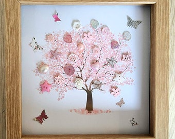 Cherry Blossom Tree (Button /Butterfly Art)