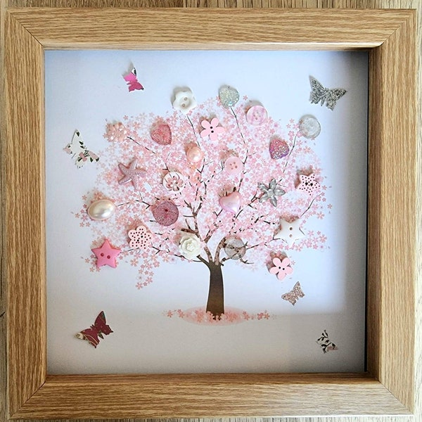 Cherry Blossom Tree (Button /Butterfly Art)