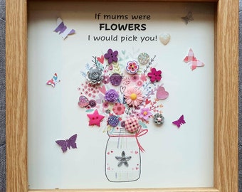 Flower Vase Mother&#39;s gift (Button Art)