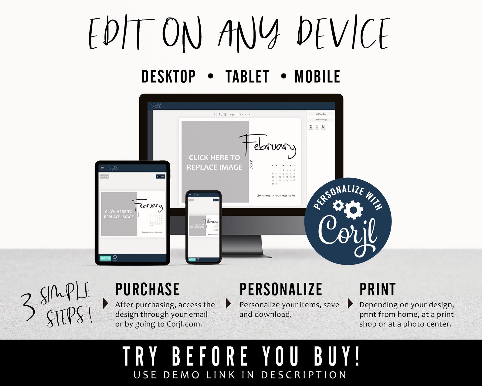 EDITABLE 2022 Personalized Photo Calendar Photo Calendar Etsy