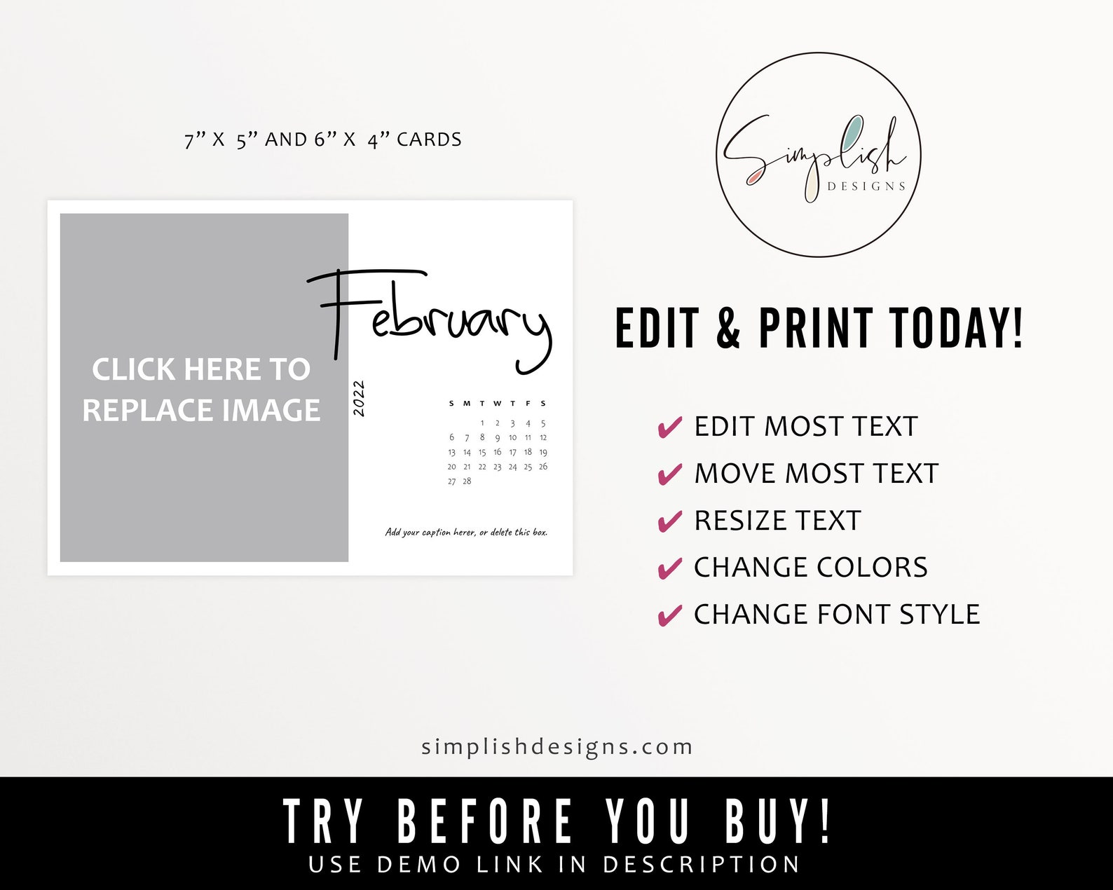 EDITABLE 2022 Personalized Photo Calendar Photo Calendar Etsy