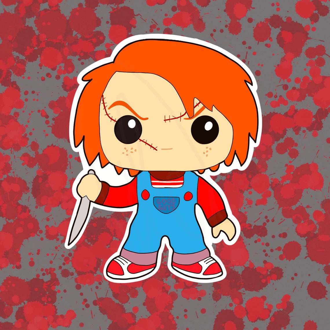 Chucky muñeca pegatina / niños juegan chucky pegatina / Horror Etsy