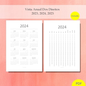 2024 Agenda Diaria Imprimible Tag Für Seite Organizador Diario 366 Tage Mit Am / Nachmittag oder 24 Horas. Spanisch. PDF-Datei Bild 2
