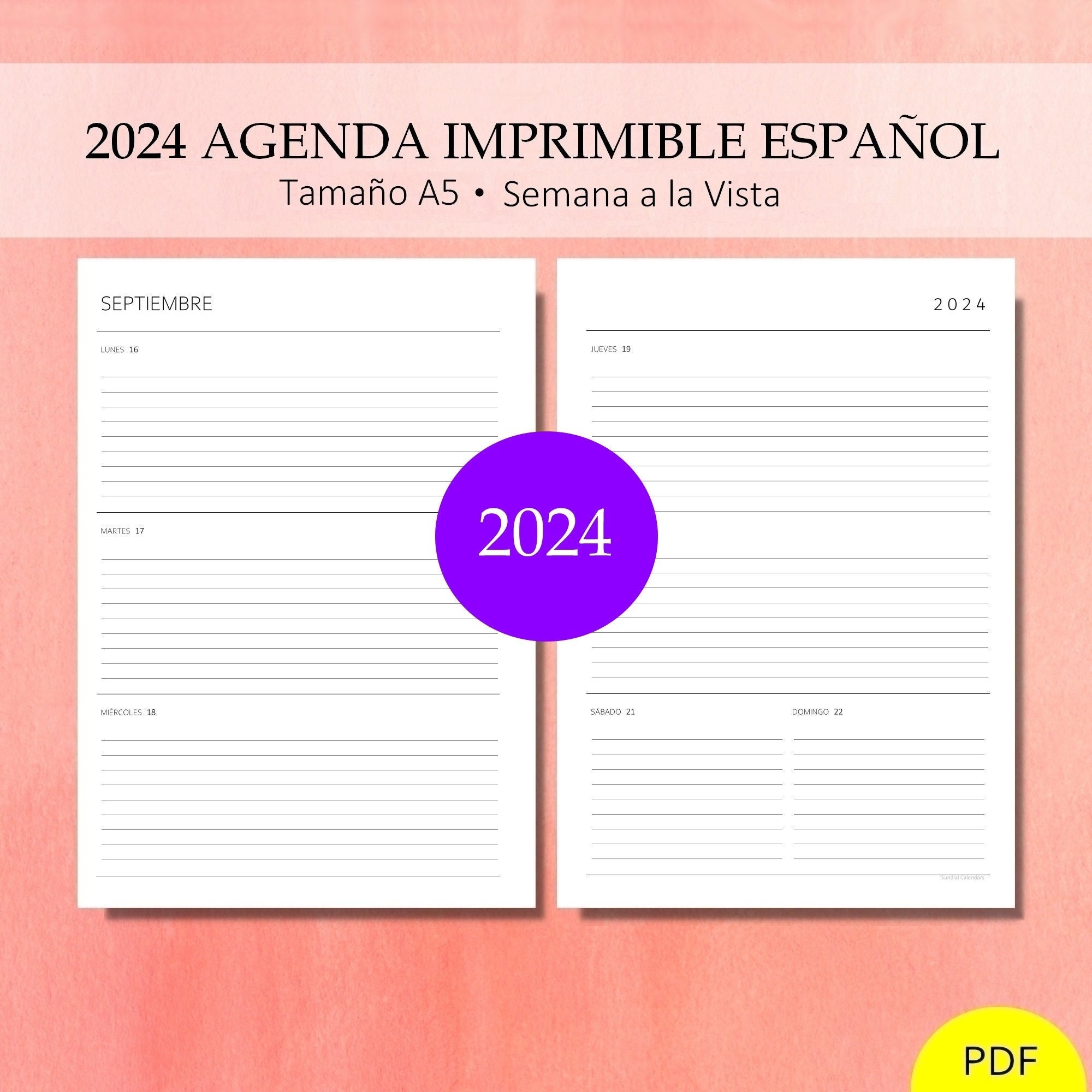 Agenda 2023 Semainier, 2 Pages Par Semaine, 139 Pages A4