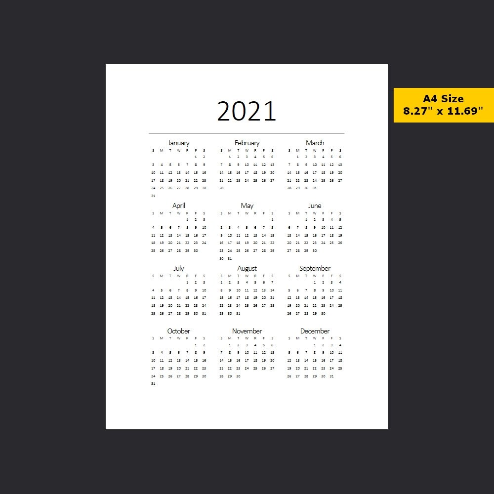 2021 2022 year at a glance yearly calendar printable