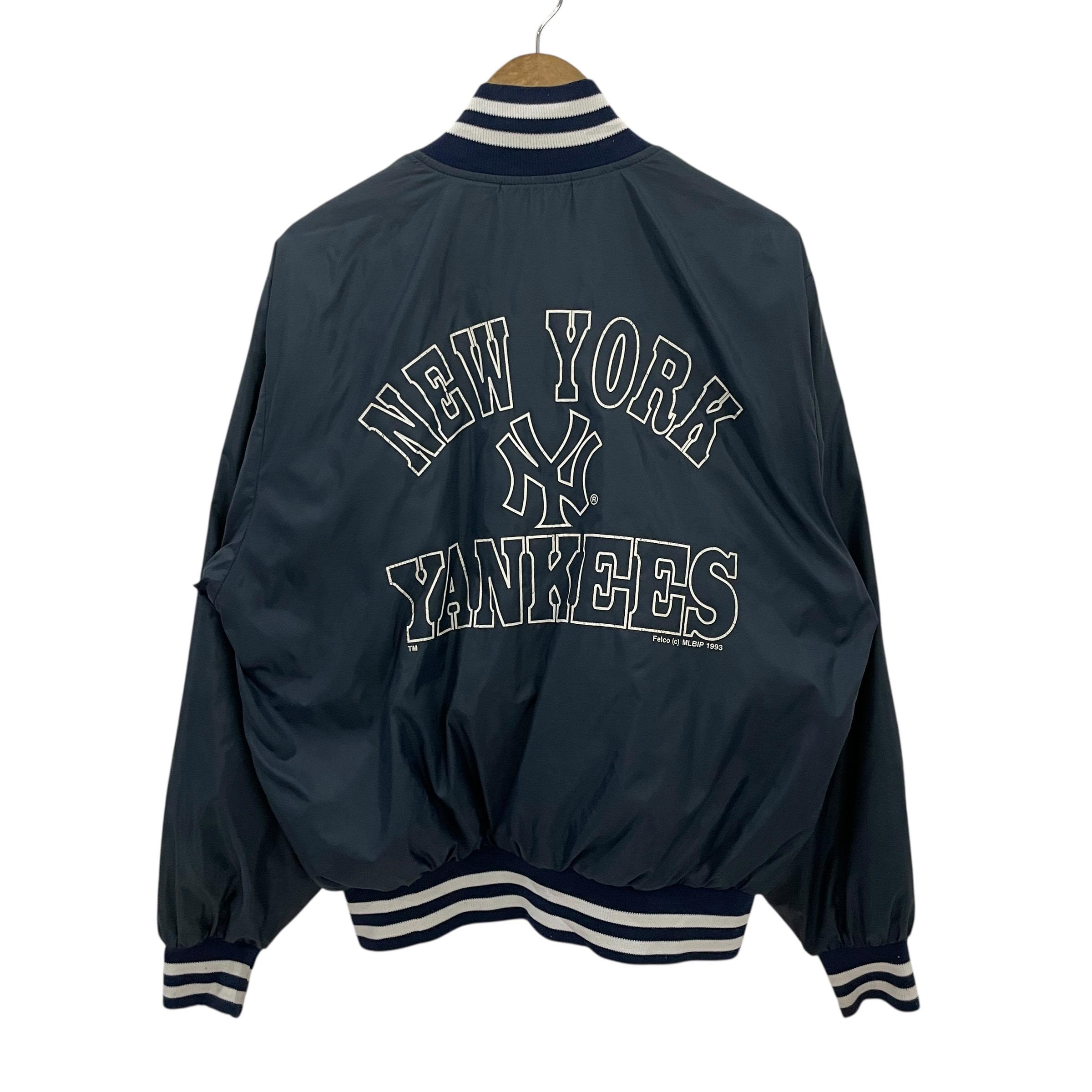 80s 90s felco stadium jumper MLB スタジャン VTG 80s 90s MLB NEW YORK METS FELCO PINSTRIPE BOMBER JACKET SIZE L