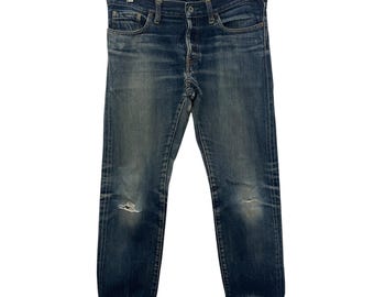 Vaqueros vintage de lona y tela con orillo, vaqueros vintage de lona y tela con ribete rojo, talla W31