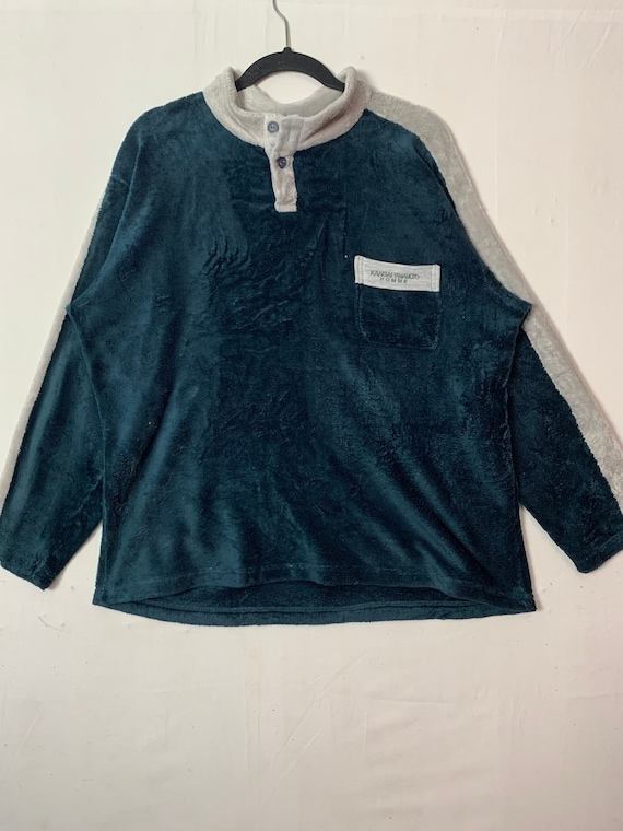 Kansai Yamamoto, Vintage Kansai Yamamoto Homme Fleece Tee Vintage Kansai Yamamoto Embroidery Small Logo Long Sleeve Tee Size XL