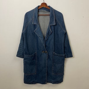 Vintage Unbranded Indigo Long Denim Jacket Vintage Unbranded Indigo Button Ups Denim Jacket Size M