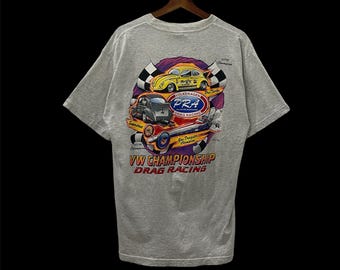 Koszulka Vintage 90s Volkswagen Drag Racing Koszulka Vintage 90s Volkswagen Drag Racing z okrągłym dekoltem i krótkim rękawem Rozmiar M