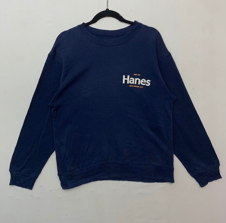 Vintage Hanes Sweatshirt Small Logo Crewneck Plain Sweaters Size M