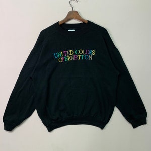 Vintage United Colors Of Benetton Embroidery Logo Crewneck Plain Pullover Sweatshirt Size L