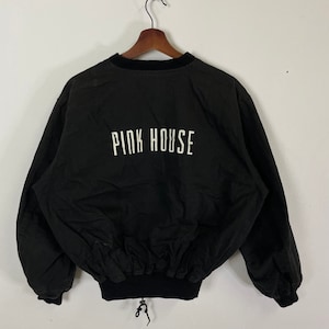 Vintage Pink House Bomber Jacket Vintage Pink House Big Logo Reversable Bomber Jacket Vintage Pink House Zipper Jacket Size L