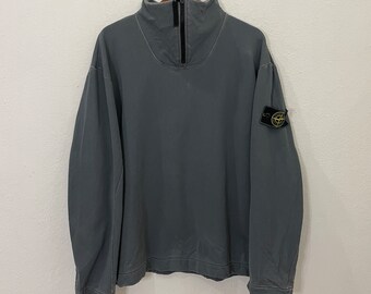 Vintage 1997 Stone Island Sweatshirt Vintage 1997 Stone Island Half Zipper Sweatshirt Size L